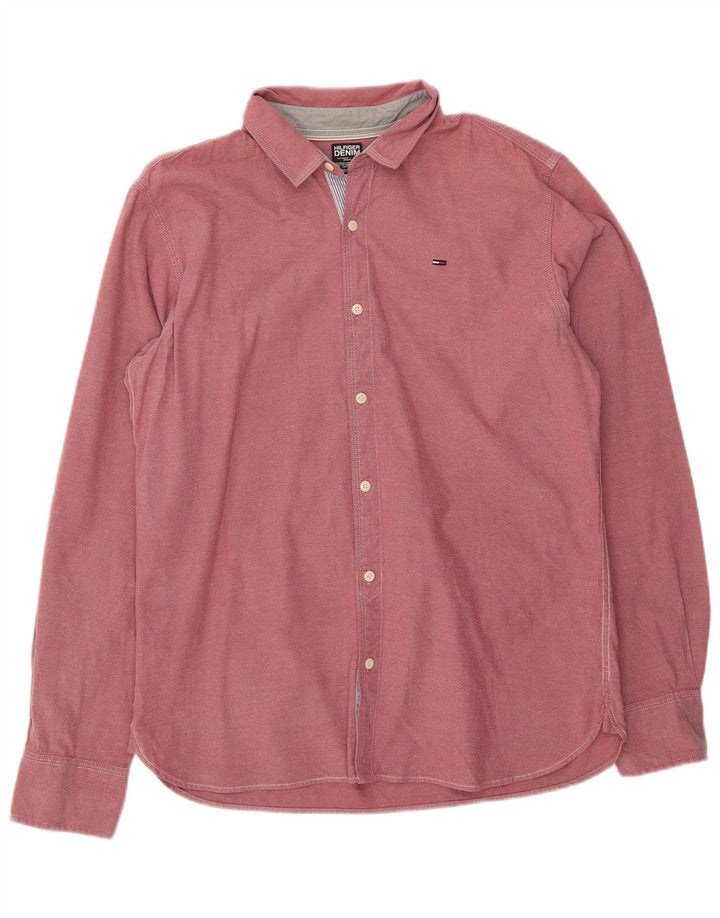 Cămașă pentru bărbați Tommy Hilfiger, bumbac mare, roz
