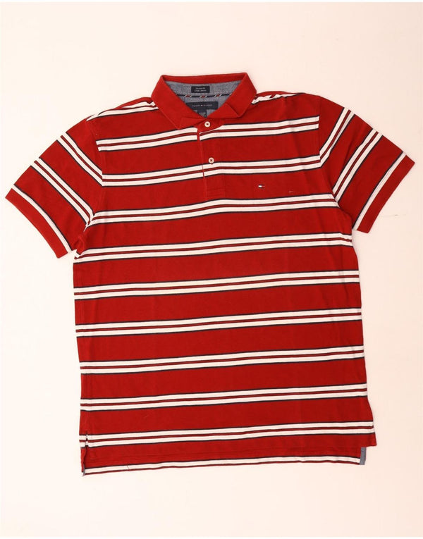 Cămașă polo personalizată pentru bărbați Tommy Hilfiger XL, bumbac cu dungi roșii