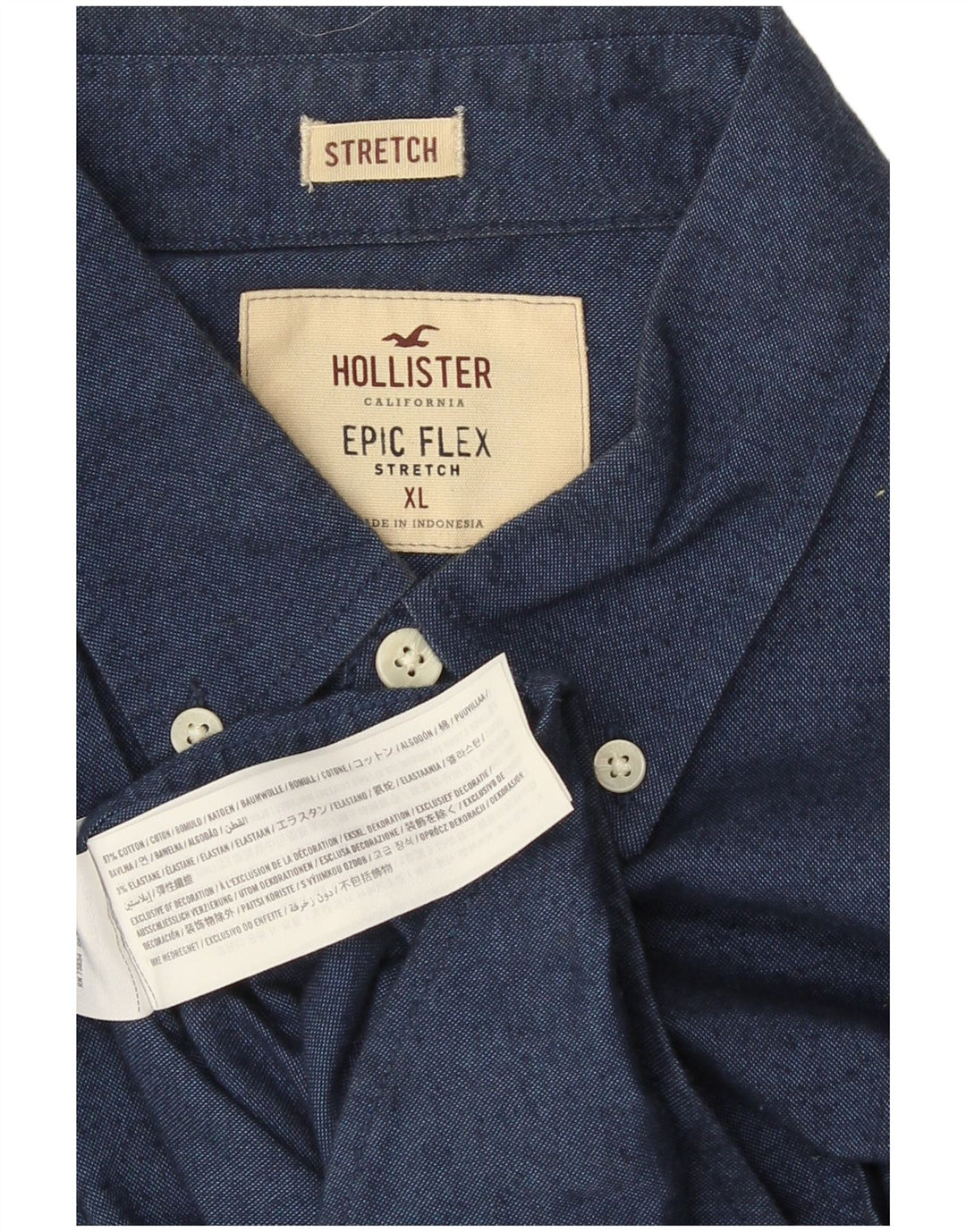 Cămașă Hollister pentru bărbați XL, bumbac albastru