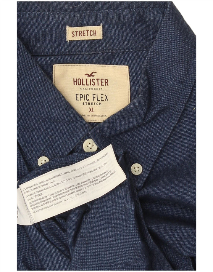 Cămașă Hollister pentru bărbați XL, bumbac albastru