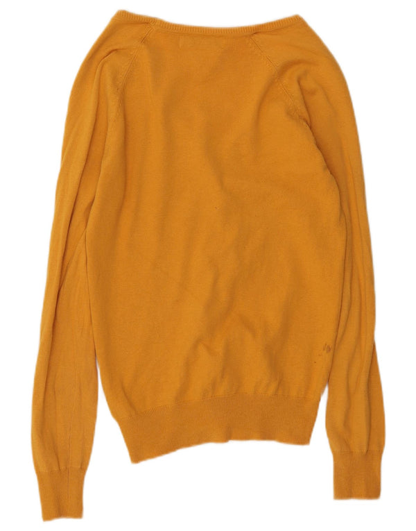 Zara Pulover cu decolteu în V pentru femei UK 16 Large Yellow Bumbac