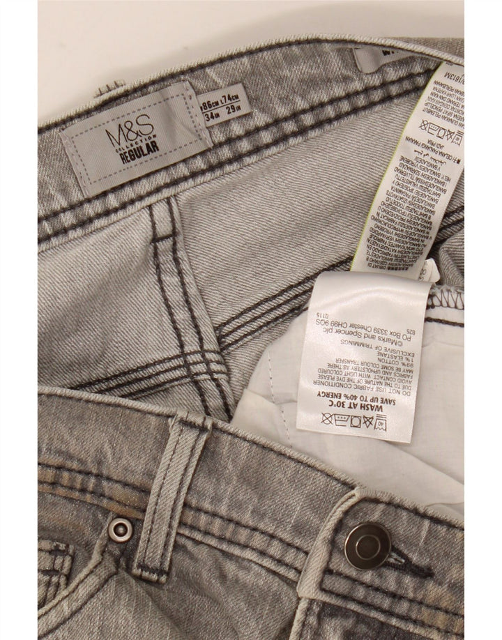 Blugi drepți obișnuiți pentru bărbați Marks & Spencer W34 L29 bumbac gri
