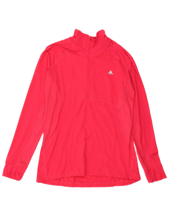 Top de trening ADIDAS Climalite, cu fermoar și gât, pentru femei, UK 20/22 XL, roșu