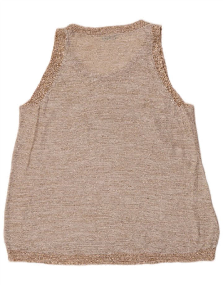 Benetton Womens Vest Tank Top UK 14 Medium Bej In
