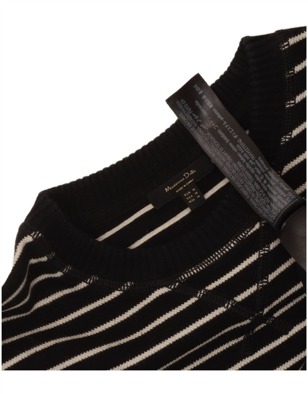 Top pentru femei Massimo Dutti cu mânecă lungă UK 14, bumbac cu dungi negre medii