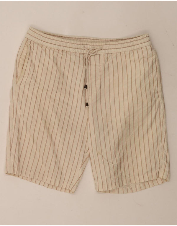 Pantaloni scurți chino pentru bărbați Zara, mari W32, bumbac cu dungi bej