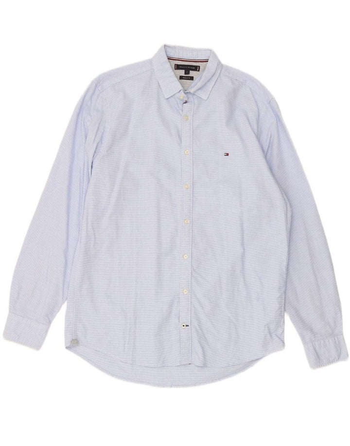 TOMMY HILFIGER Mens Regular Fit Shirt Large Blue Spotted Vintage Tommy Hilfiger and Second-Hand Tommy Hilfiger from Messina Hembry 