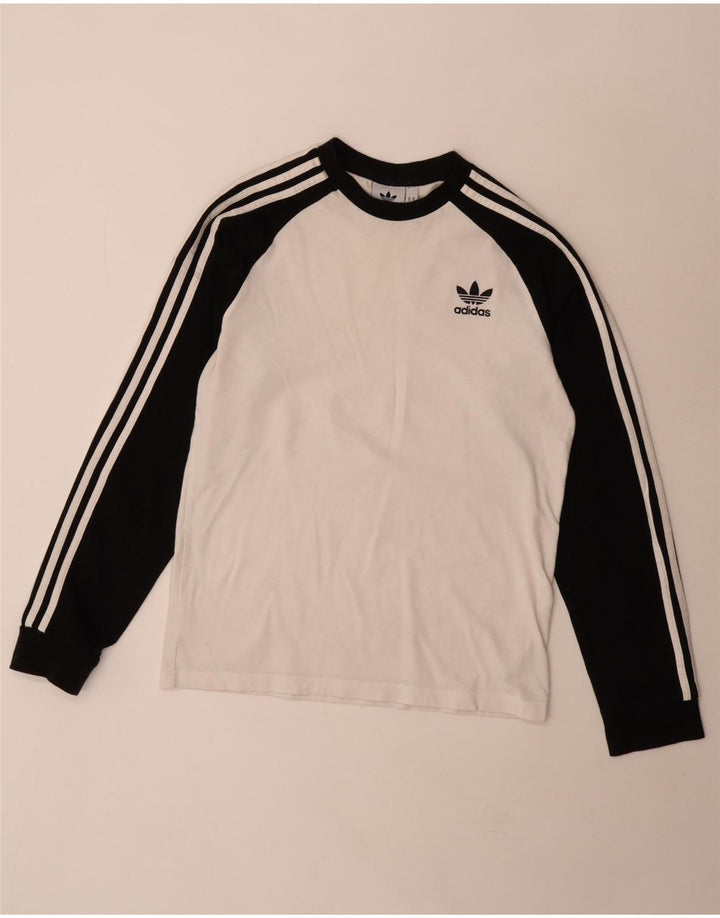 Top pentru bărbați Adidas cu mânecă lungă, alb mediu, bumbac color bloc