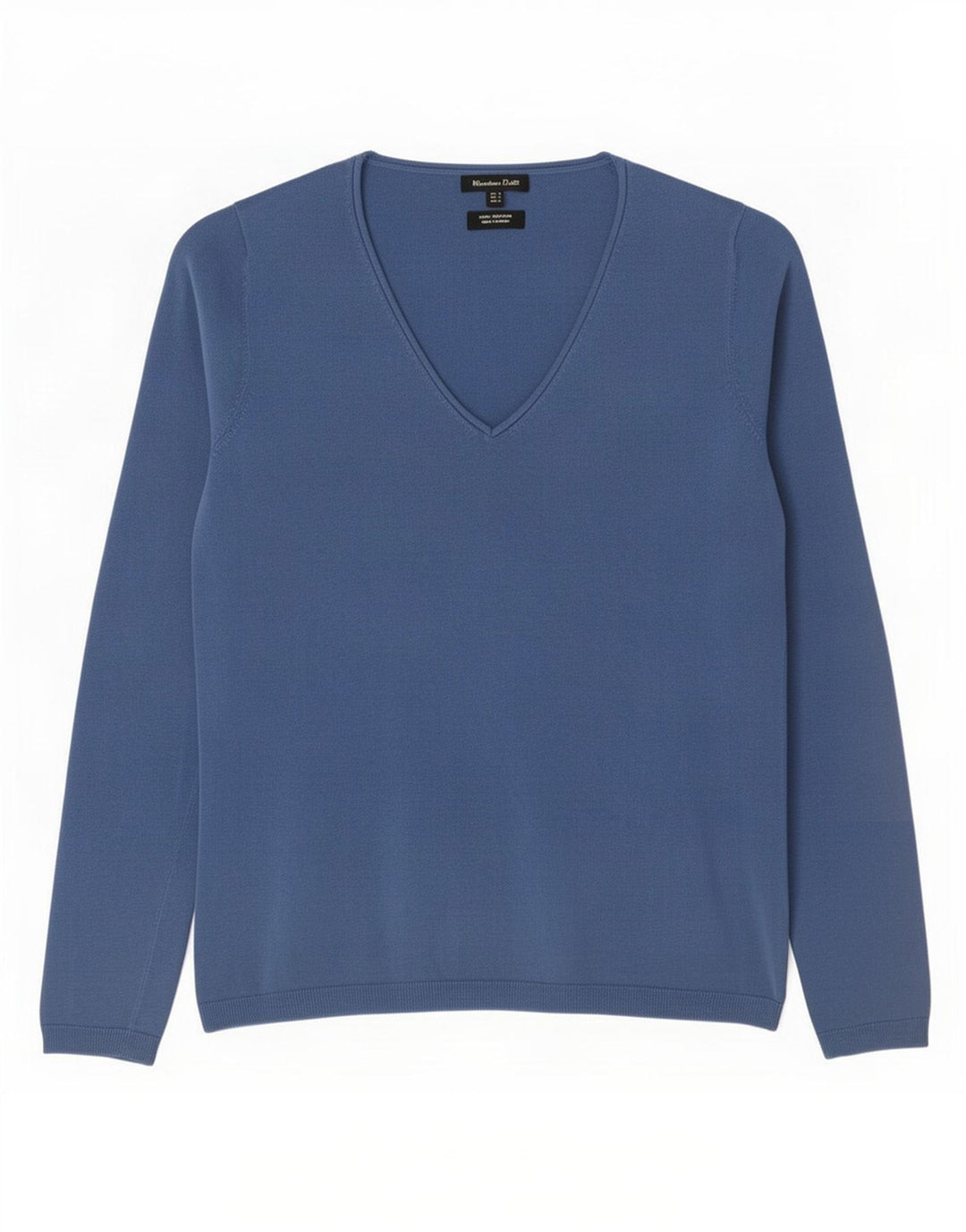 Massimo Dutti Pulover cu decolteu în V pentru femei UK 10 Bumbac albastru mic