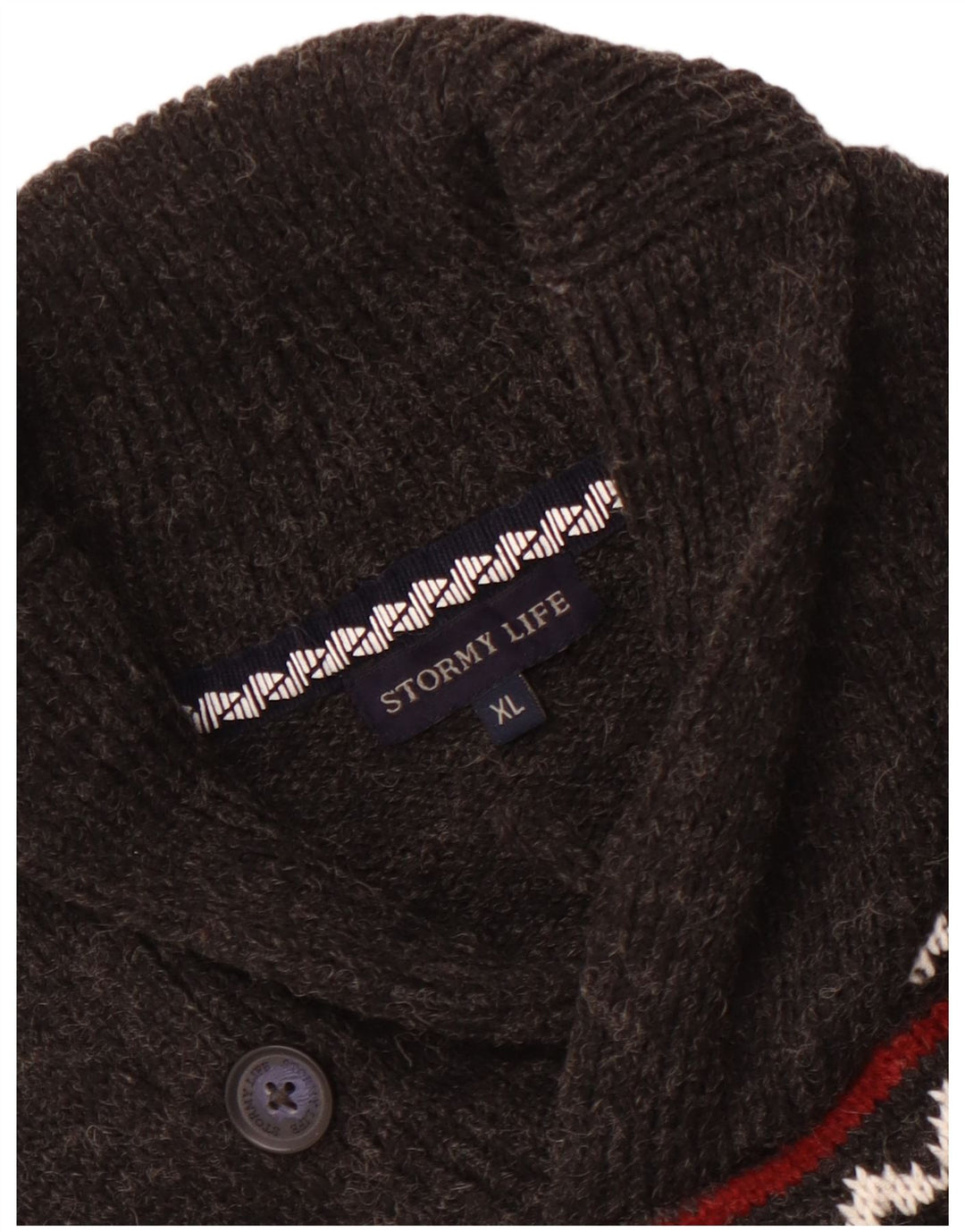 Pulover vintage pentru bărbați cu gât șal, mediu gri, Fair Isle