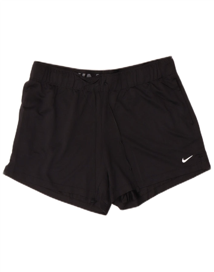 Pantaloni scurti sport NIKE Dri Fit pentru femei UK 14 Poliester mediu negru