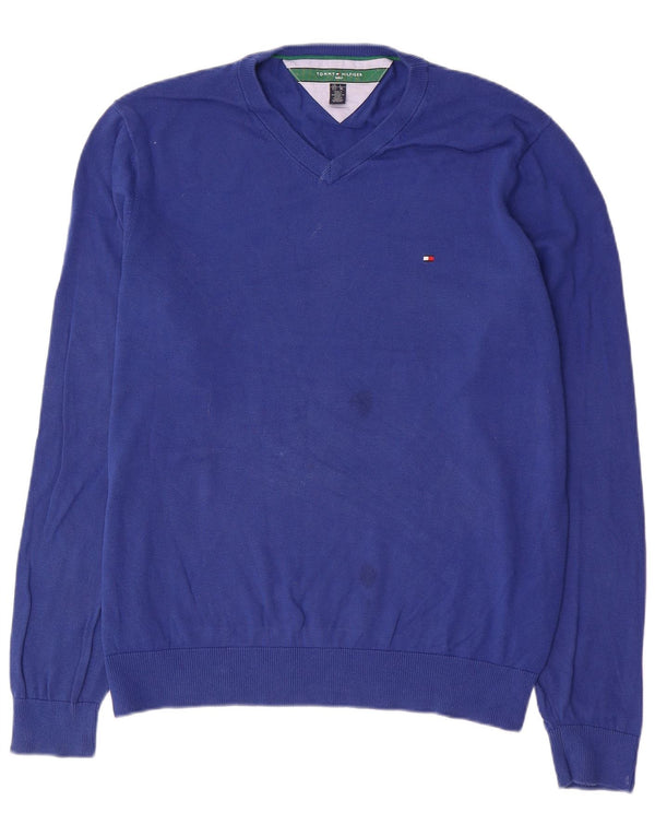 Pulover pentru bărbați Tommy Hilfiger, cu decolteu în V, XL, bumbac, albastru