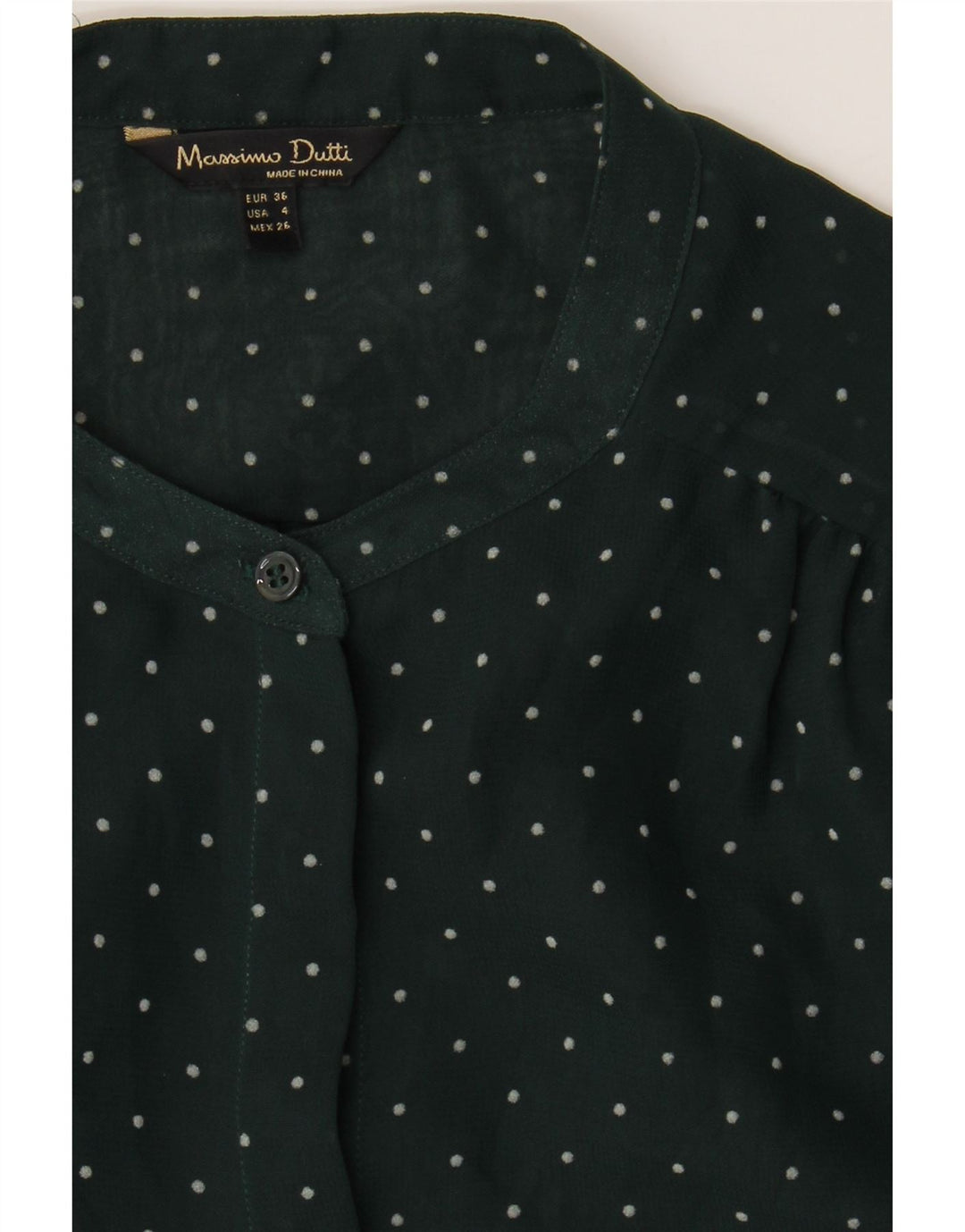 MASSIMO DUTTI Womens Shirt Blouse EU 36 XS Green Polka Dot Polyester Vintage Massimo Dutti and Second-Hand Massimo Dutti from Messina Hembry 
