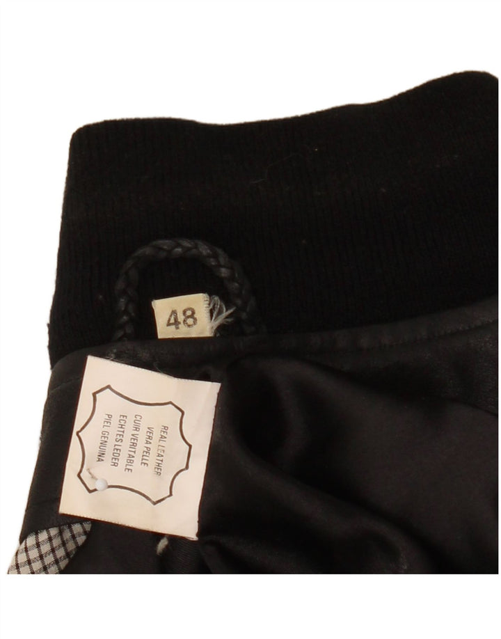 Jachetă de piele vintage pentru bărbați IT 48 Medium Black