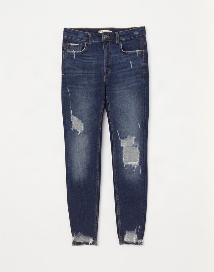 Blugi skinny distressed pentru bărbați Zara EU 40 Medium W31 L28 Albastru