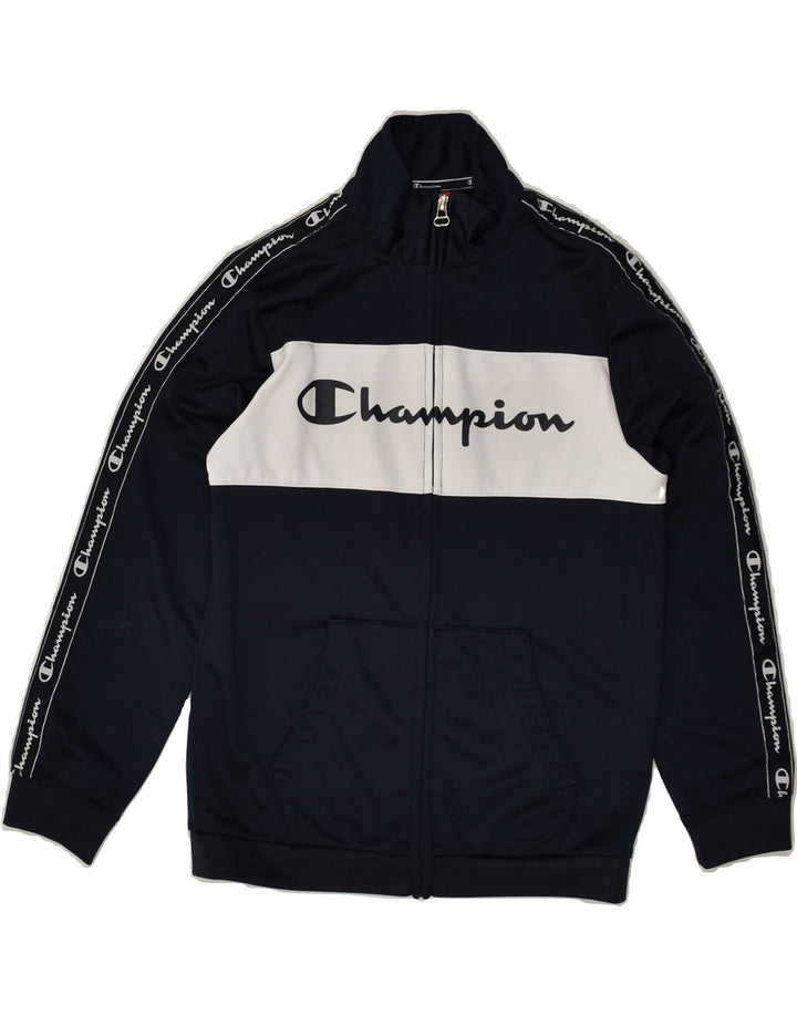 CHAMPION Boys Graphic Tracksuit Top Jacket 9-10 Years Medium Navy Blue | Vintage Champion | Thrift | Second-Hand Champion | Used Clothing | Messina Hembry 