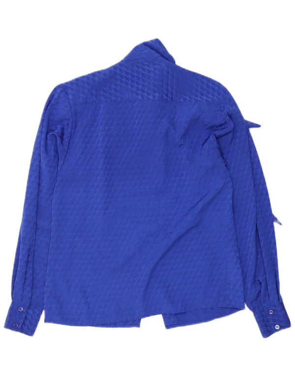 Bluză de cămașă cu cravată în față pentru femei Evan Picone US 4 Small Blue Houndstooth