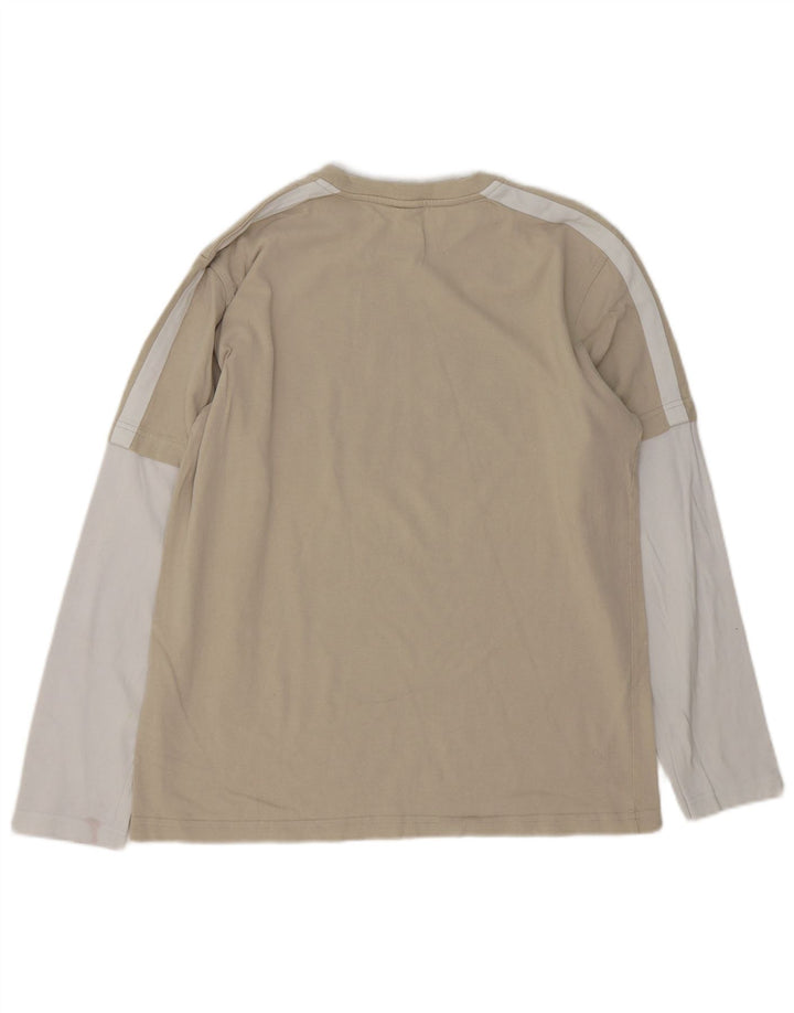 Top grafic pentru bărbați North Sails cu mânecă lungă, bej mediu, bumbac color bloc