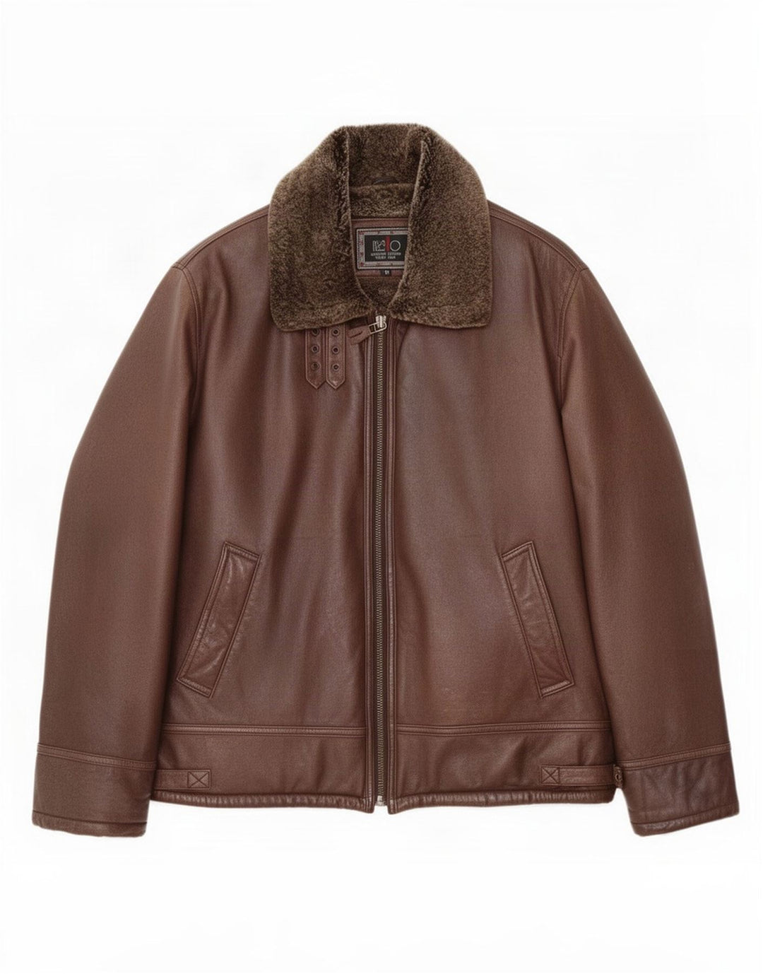 Jachetă din shearling pentru bărbați Itallo IT 50 din piele maro mare