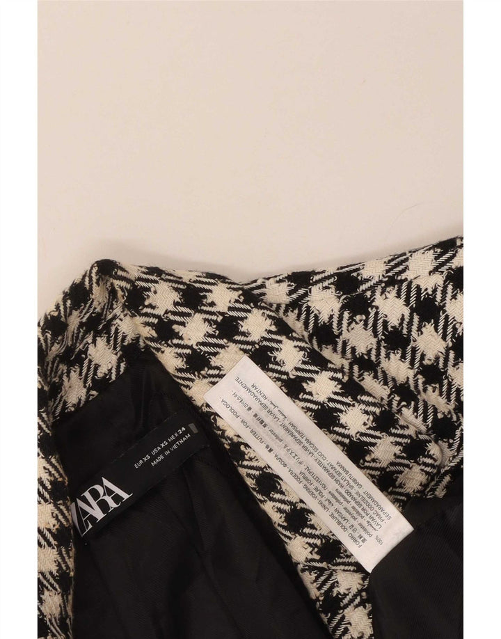 Jachetă Blazer pentru femei Zara, cu două piepturi, UK 6 XS, poliester vichy negru