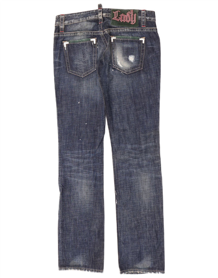 Dsquared2 Blugi drepte super joase pentru femei IT 44 Medium W32 L35 Blue Spotted