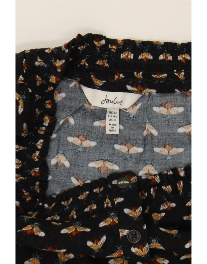 JOULES Womens Abstract Pattern Long Sleeve Blouse Top UK 12 Medium  Black Vintage Joules and Second-Hand Joules from Messina Hembry 