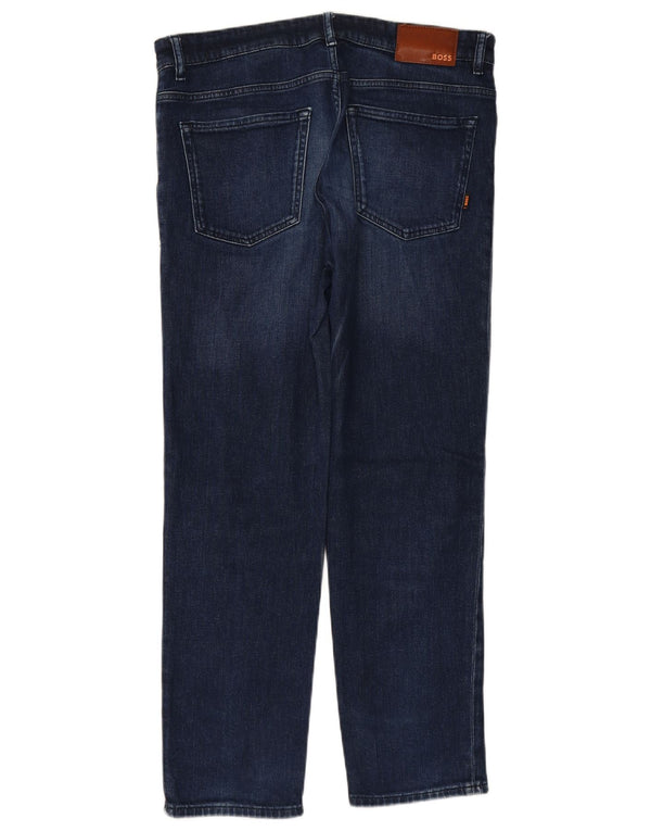 Blugi drepti pentru bărbați HUGO BOSS L34 L30 Bumbac bleumarin