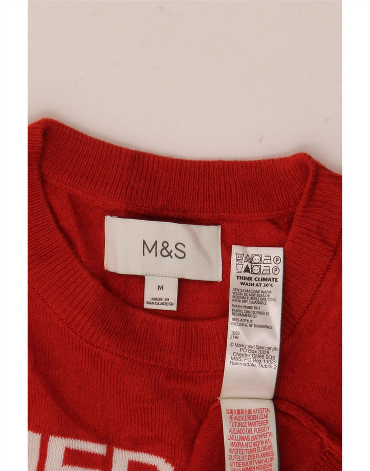 Pulover pentru bărbați Marks & Spencer cu decolteu rotund, roșu mediu de Crăciun