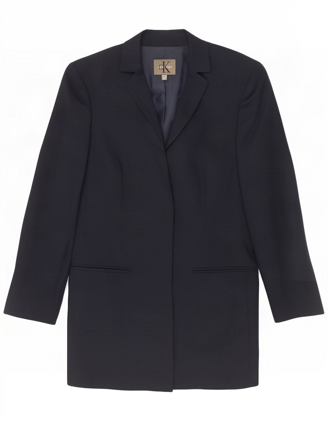 Calvin Klein Womens Longline Blazer Jacket EU 40 Medium Bluemarin Blue