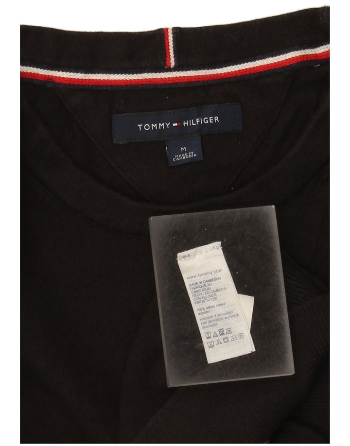 Pulover Tommy Hilfiger pentru bărbați, cu gât crew, bumbac mediu negru