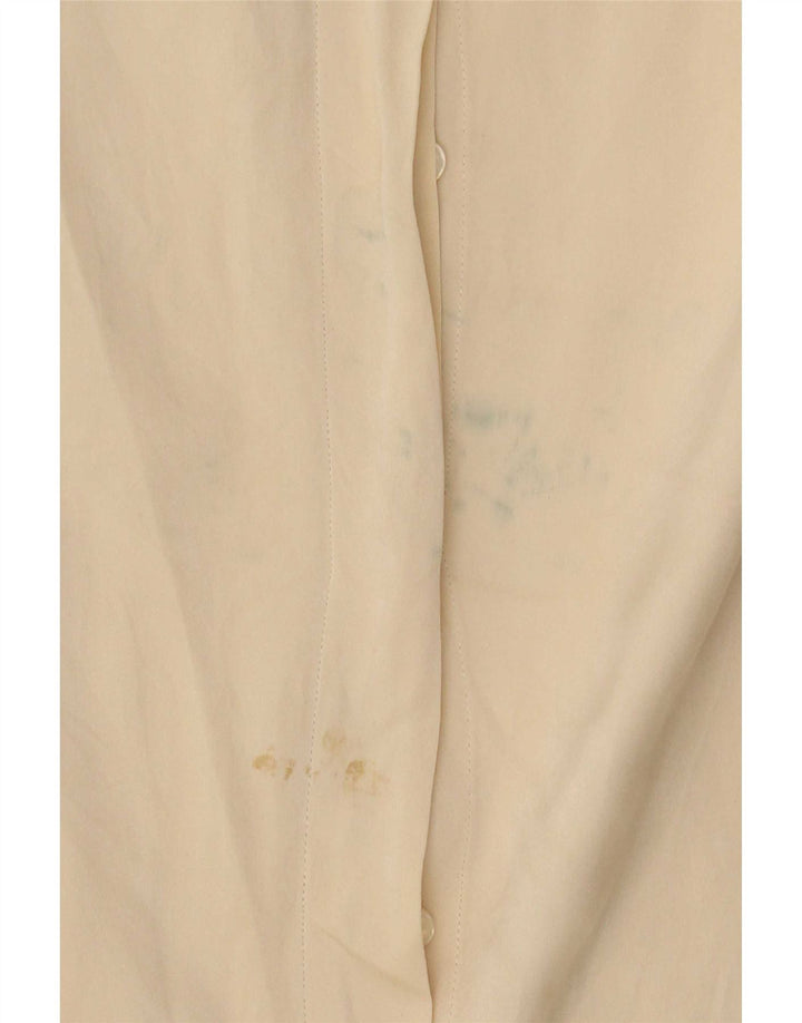 Cămașă oversize vintage pentru femei UK 8 Mic Bej Mătase
