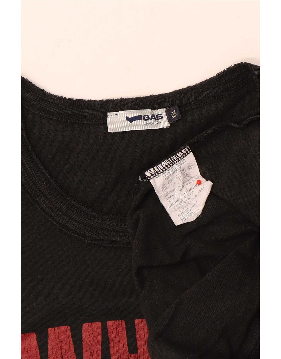 Gas pentru bărbați grafic Top cu mânecă lungă 2XL bumbac negru