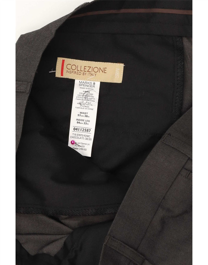 Marks & Spencer Pantaloni drepți pentru bărbați L38 L33 Poliester maro