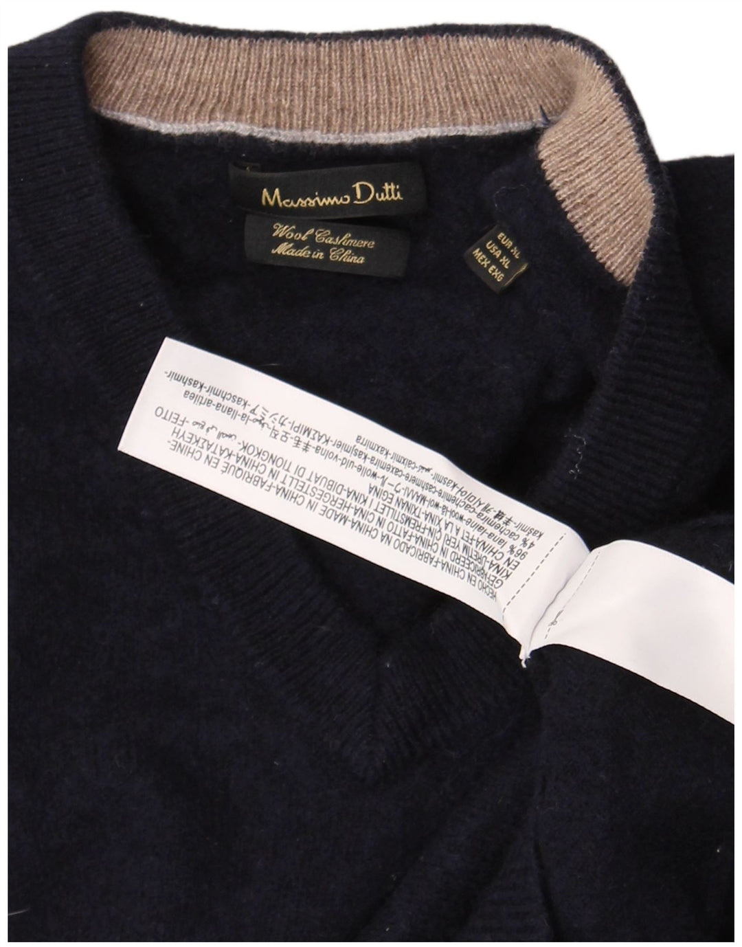 Pulover cu decolteu în V Massimo Dutti pentru femei UK 18 XL Lână bleumarin