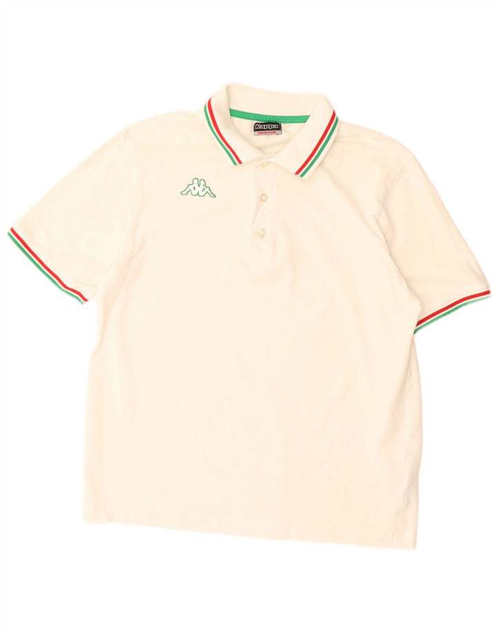Cămașă polo KAPPA pentru bărbați, bumbac alb, mediu