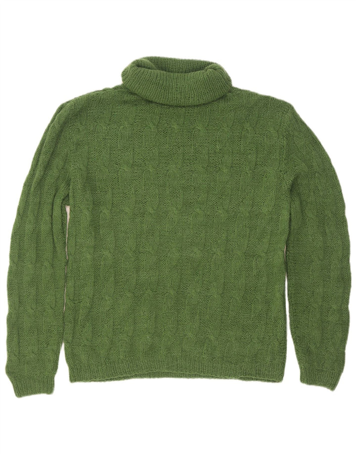 Pulover vintage pentru bărbați cu gât rulat, verde mic
