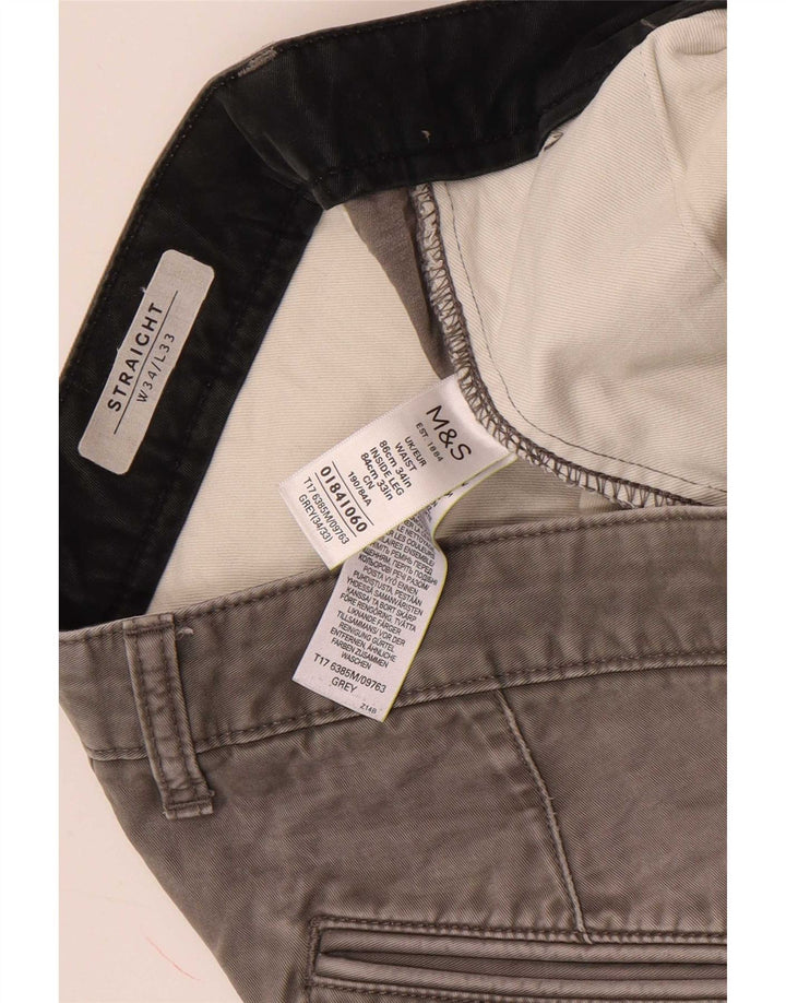 Pantaloni chino drepți pentru bărbați Marks & Spencer L34 L33 bumbac gri