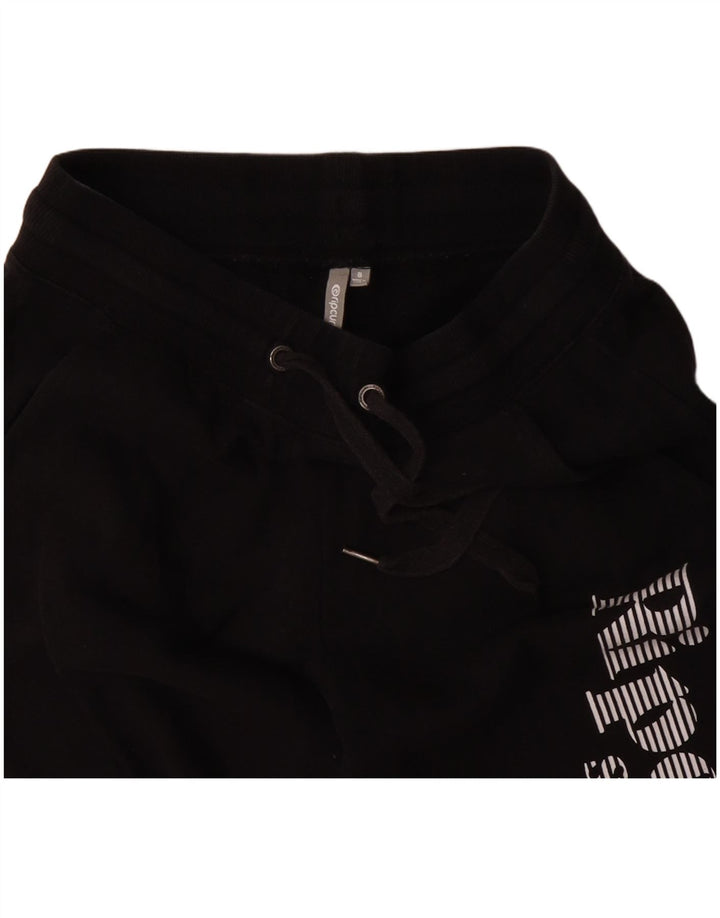 RIP CURL Pantaloni de trening grafic pentru femei Joggeri UK 8 Bumbac negru mic