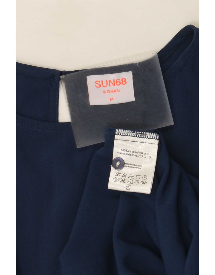Sun68 Bluză Femei Top UK 14 Medium Bleumarin Viscoză