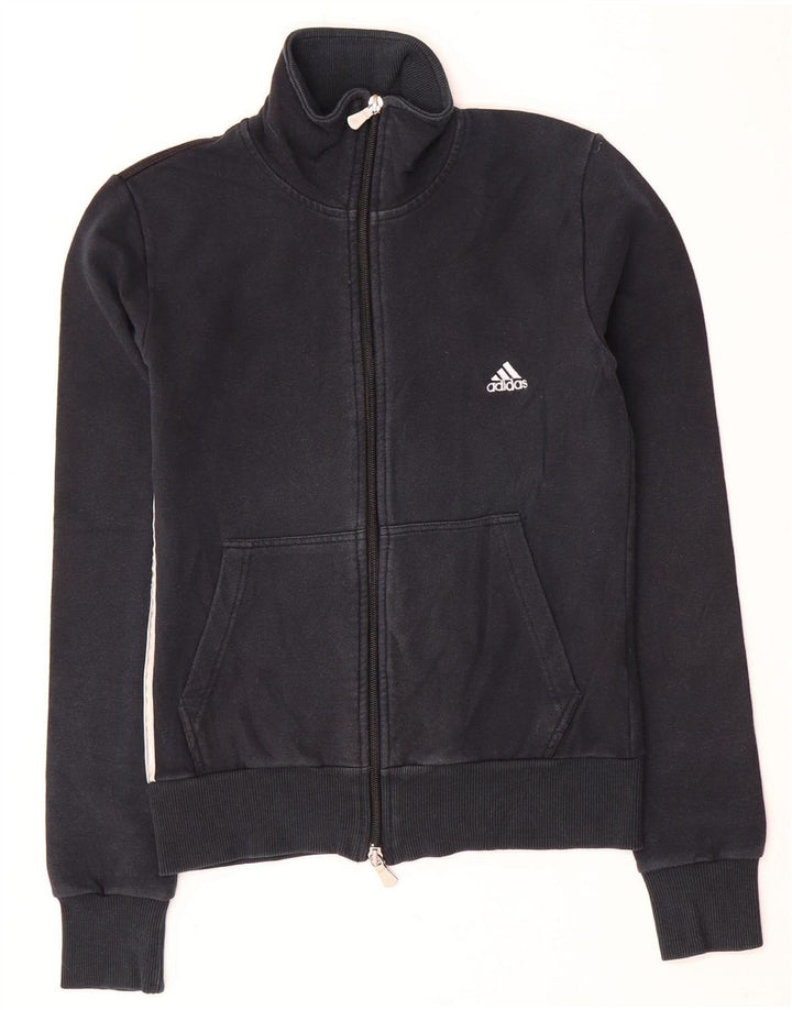 Jachetă de top pentru trening Adidas pentru femei UK 10, bumbac negru mic