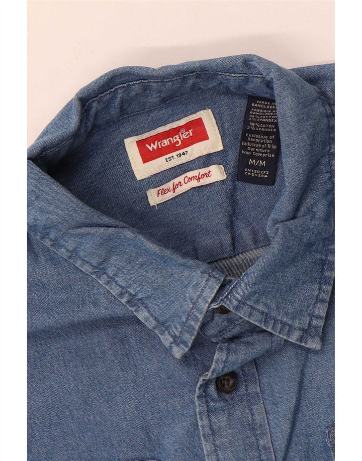 Cămașă din denim Wrangler pentru bărbați, bumbac albastru mediu