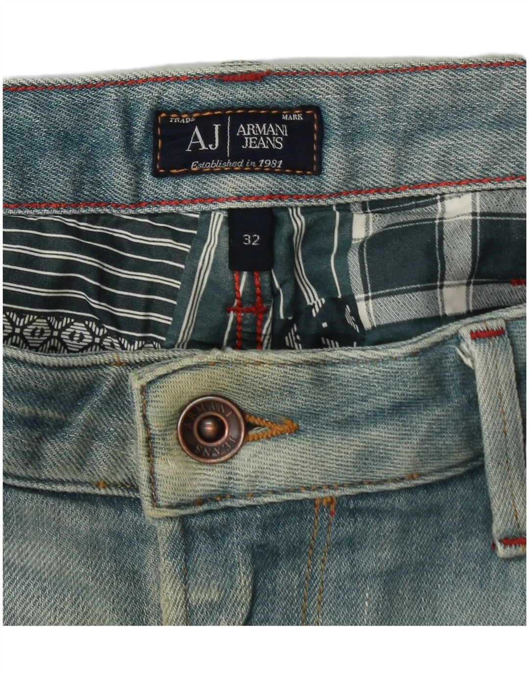 ARMANI Blugi Slim Bărbați L32 L34 Bumbac Albastru