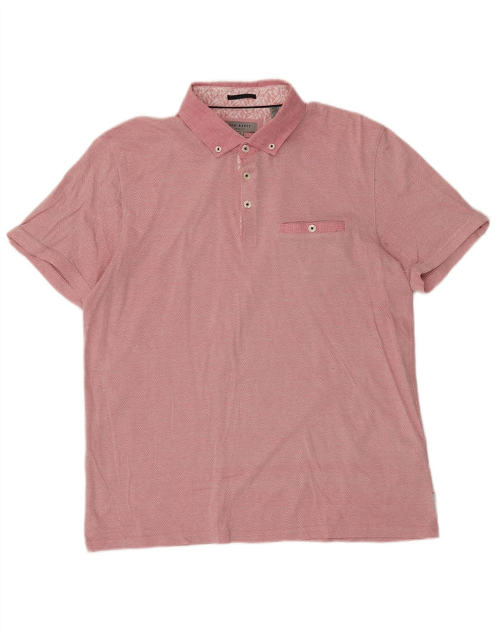 Tricou polo pentru bărbați Ted Baker Mărimea 4 mare, bumbac chevron roz