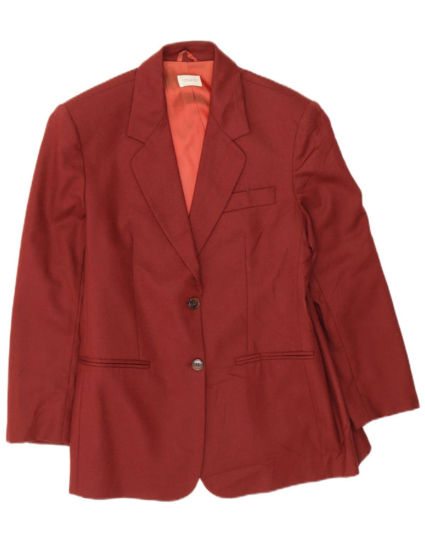 Sacou Benetton pentru femei Crop 2 Button Blazer IT 44 Medium Burgundy Lână