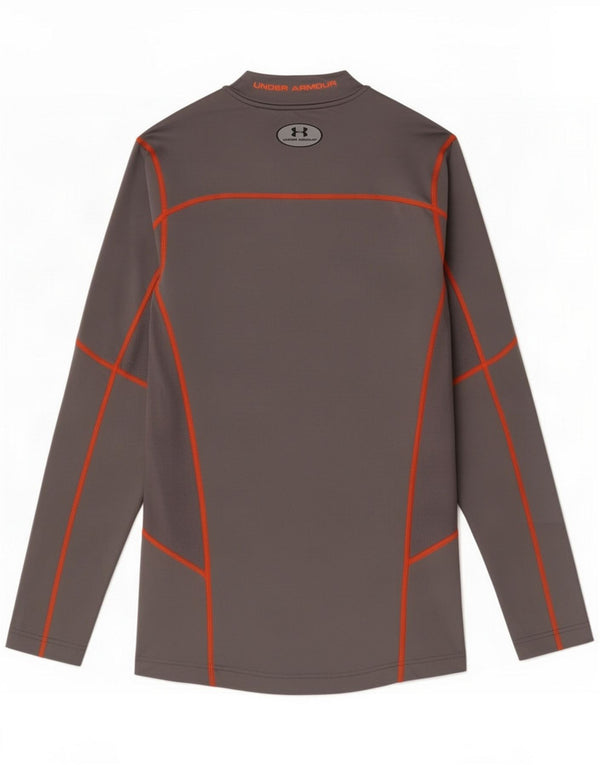 Under Armour Mens Cold Gear Graphic Top Long Sleeve Small Grey Polyester