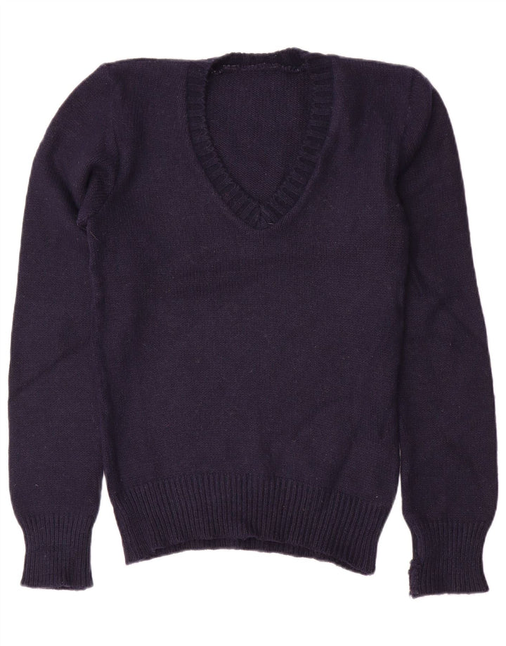 Pulover VINTAGE pentru femei cu decolteu în V UK 10 Mic bleumarin