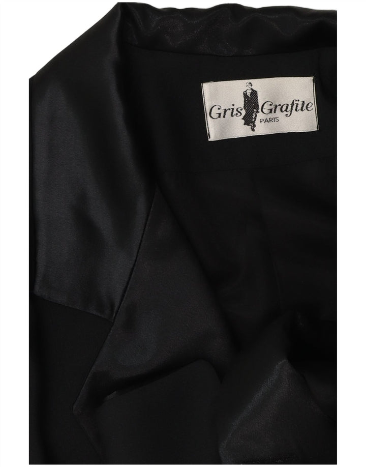 Jachetă vintage pentru femei la dublu piept UK 14 mare neagră