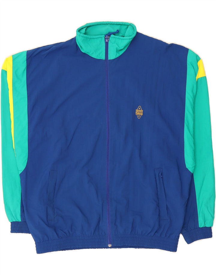 VINTAGE Mens Tracksuit Top Jacket 2XL Blue Colourblock Vintage Vintage and Second-Hand Vintage from Messina Hembry 