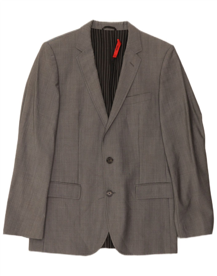 Blazer pentru bărbați Hugo Boss cu 2 nasturi EU 48 Lână gri mediu
