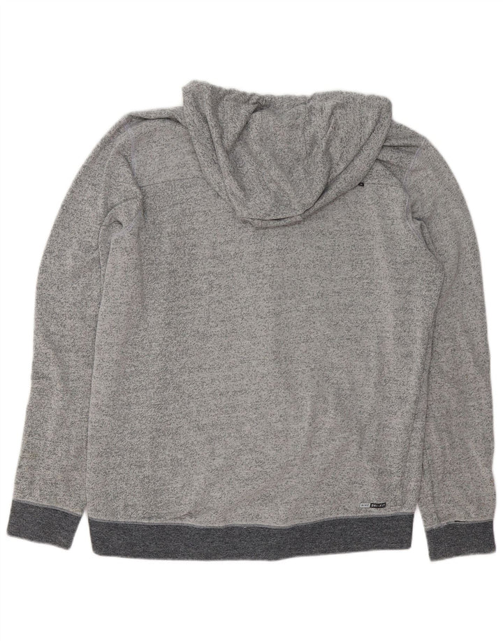 HURLEY Pulover cu capota cu fermoar pentru bărbați, mare, gri, bumbac